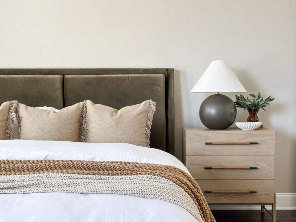 reimagining rest our stunning bedroom reveal | how to, bedroom styling, home, home decor, room refresh, nightstand, nightstand styling, faux florals, lighting, pillow