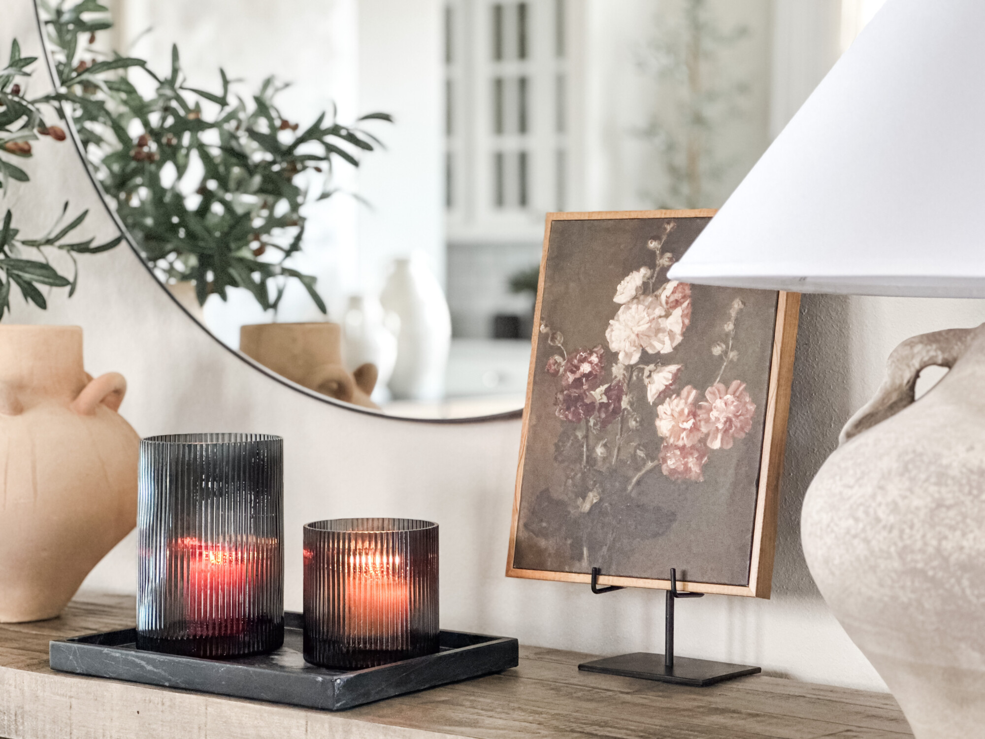 Walmart Home Decor, Essentials, Walmart Essentials, Home finds, Affordable, interior design, Walmart home, Walmart styling, home styling, essential home favorites, walmart console table, console table essentials, floral art, walmart wall art, candle holders, walmart home favorites 
