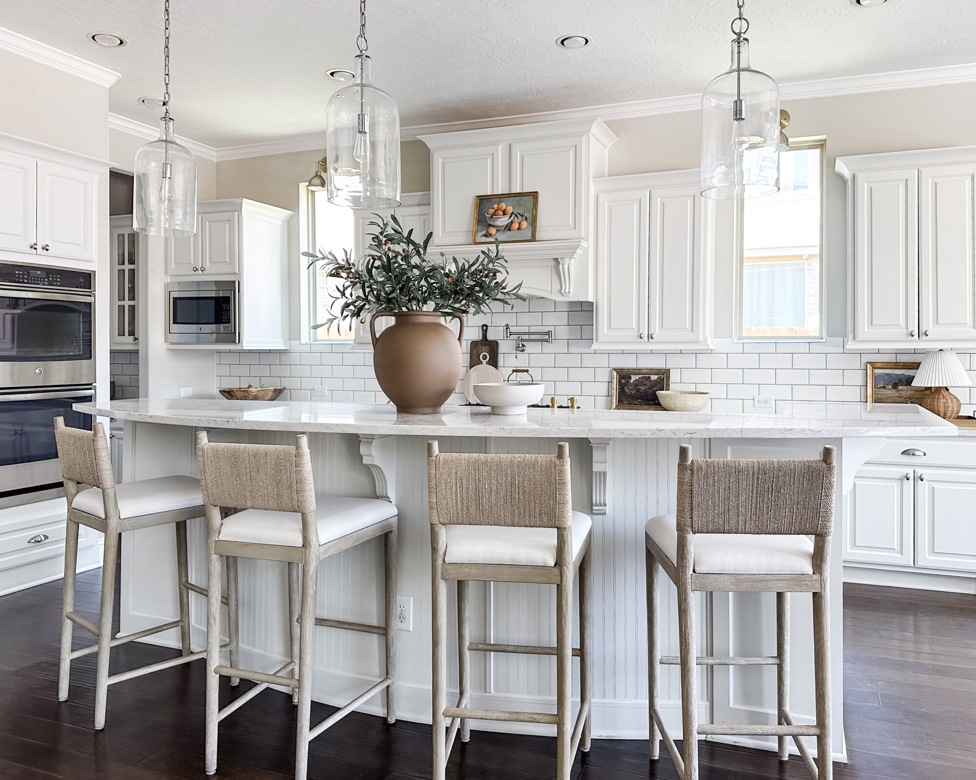 shop my home | memorial day sales edition | kitchen, bar stools, counter stools, vase, mcgee and co, faux greenery, modern home, neutral home