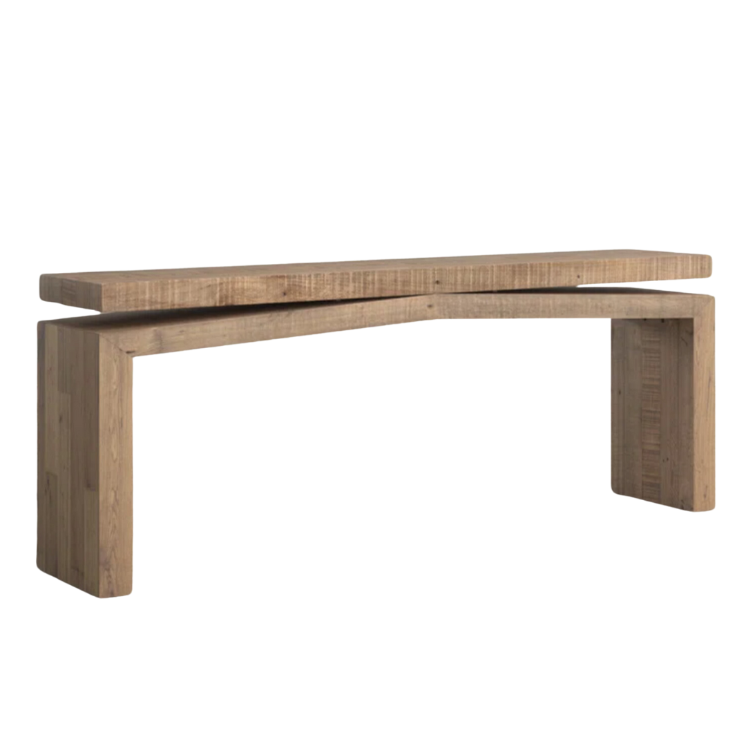 Henn Solid Wood Console Table - Beige White Gray