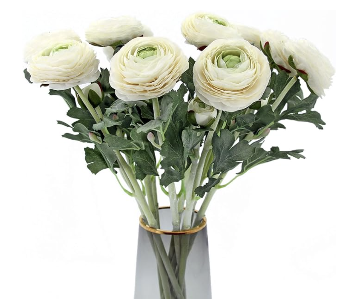 Artificial Ranunculus Flowers - Beige White Gray