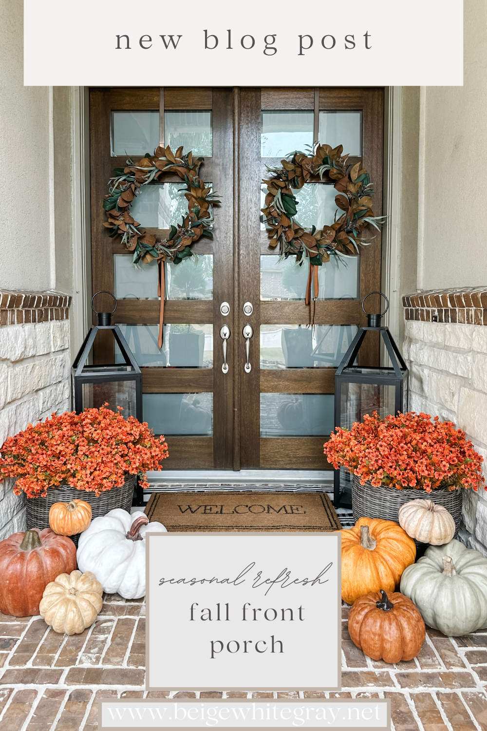 seasonal refresh | fall front porch | fall front porch, fall decor, seasonal decor, seasonal porch, pumpkins, neutral home, home decor, fall inspo, autumn inspo, autumn porch, porch finds, seasonal porch decor, faux pumpkins, thanksgiving, thanksgiving porch