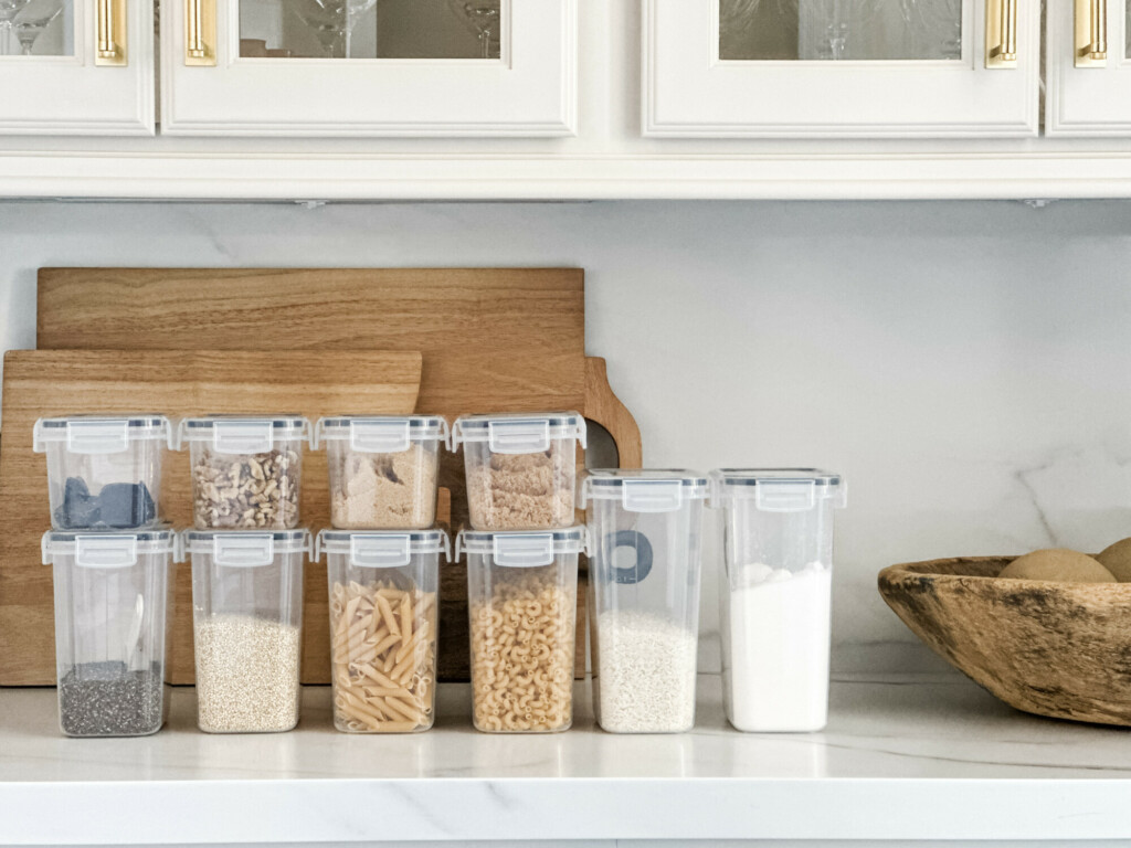 kitchen organization, kitchen essentials, kitchen refresh, kitchen storage, clear containers, food containers, pantry storage, cutting board