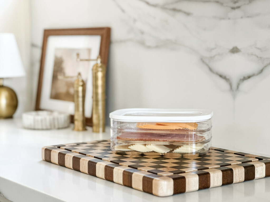 kitchen organization, kitchen essentials, kitchen refresh, kitchen storage, food storage, fridge storage, lunch meat container, cutting board, kitchen decor