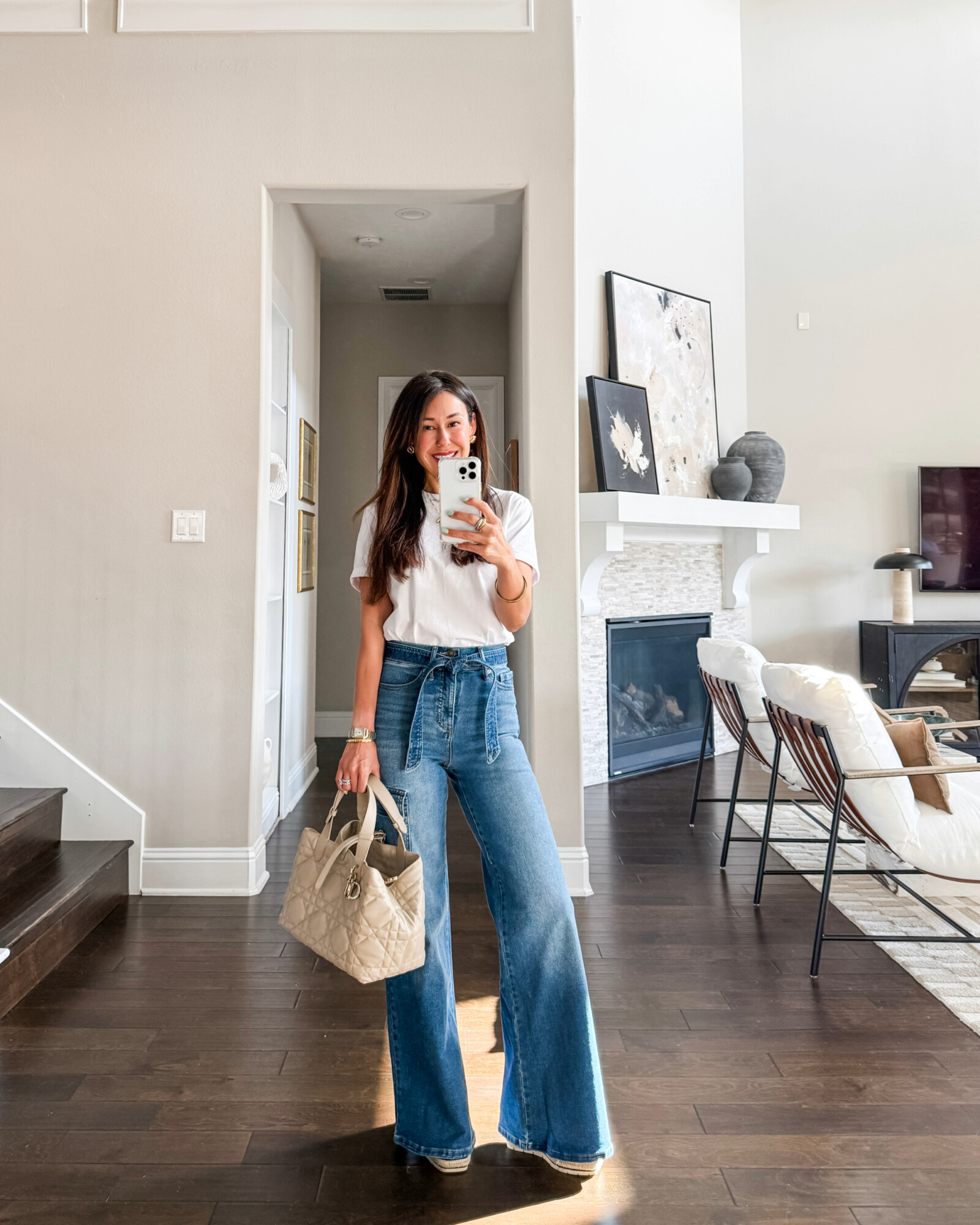 walmart high rise cargo jeans with tie