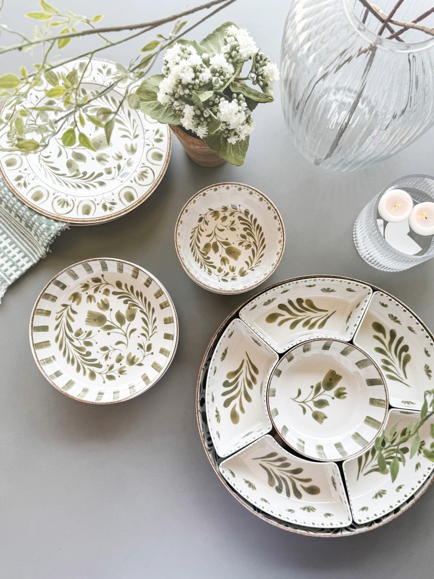 green outdoor designer inspired plates