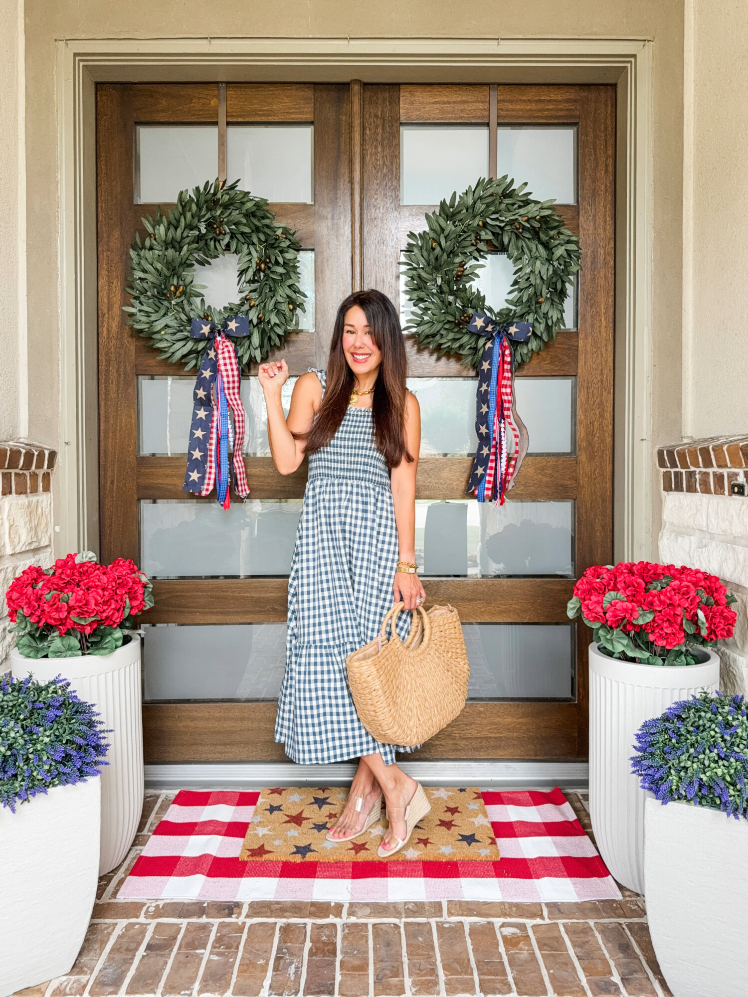 amazon blue gingham maxi dress