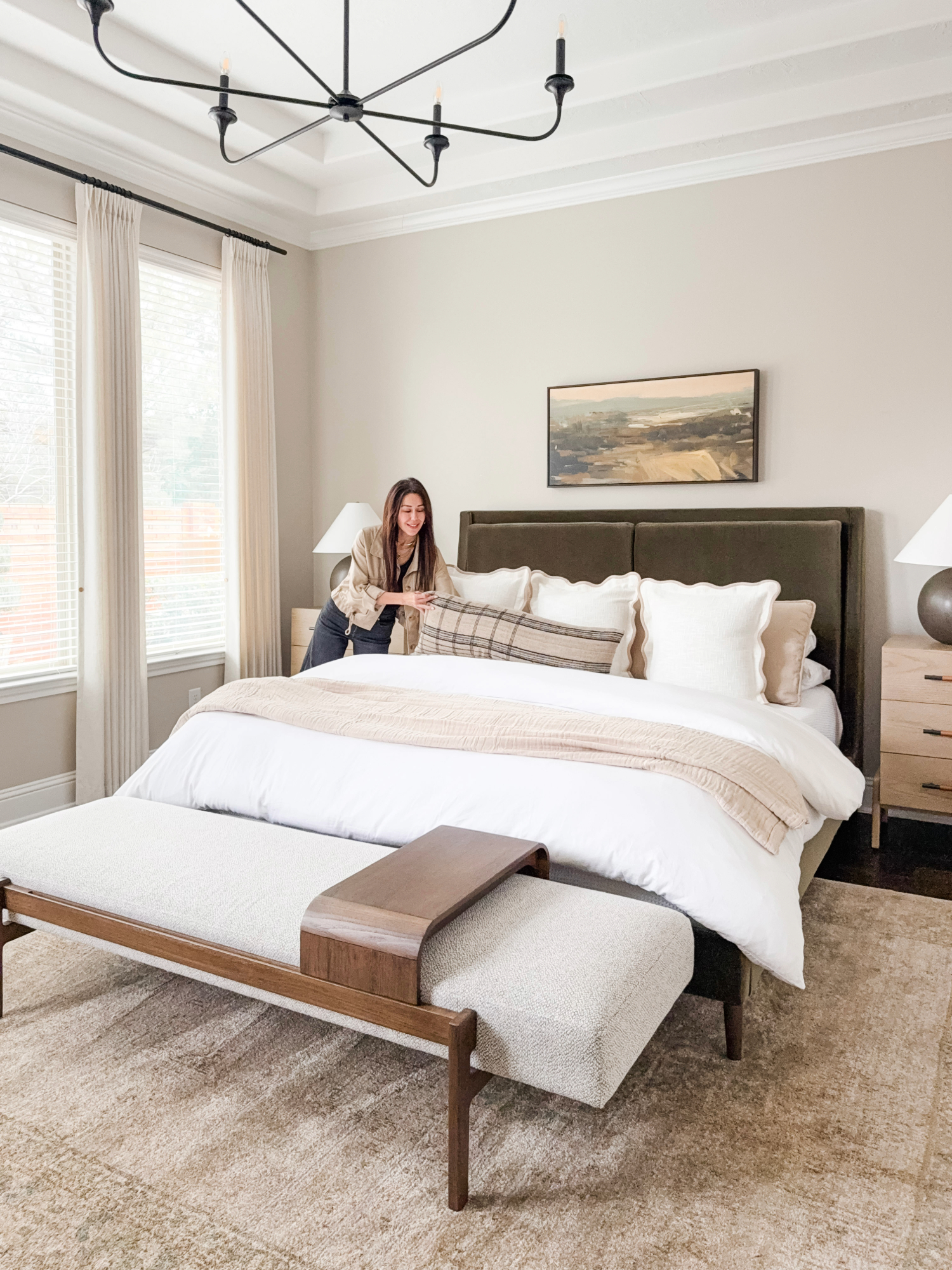 beige master bed