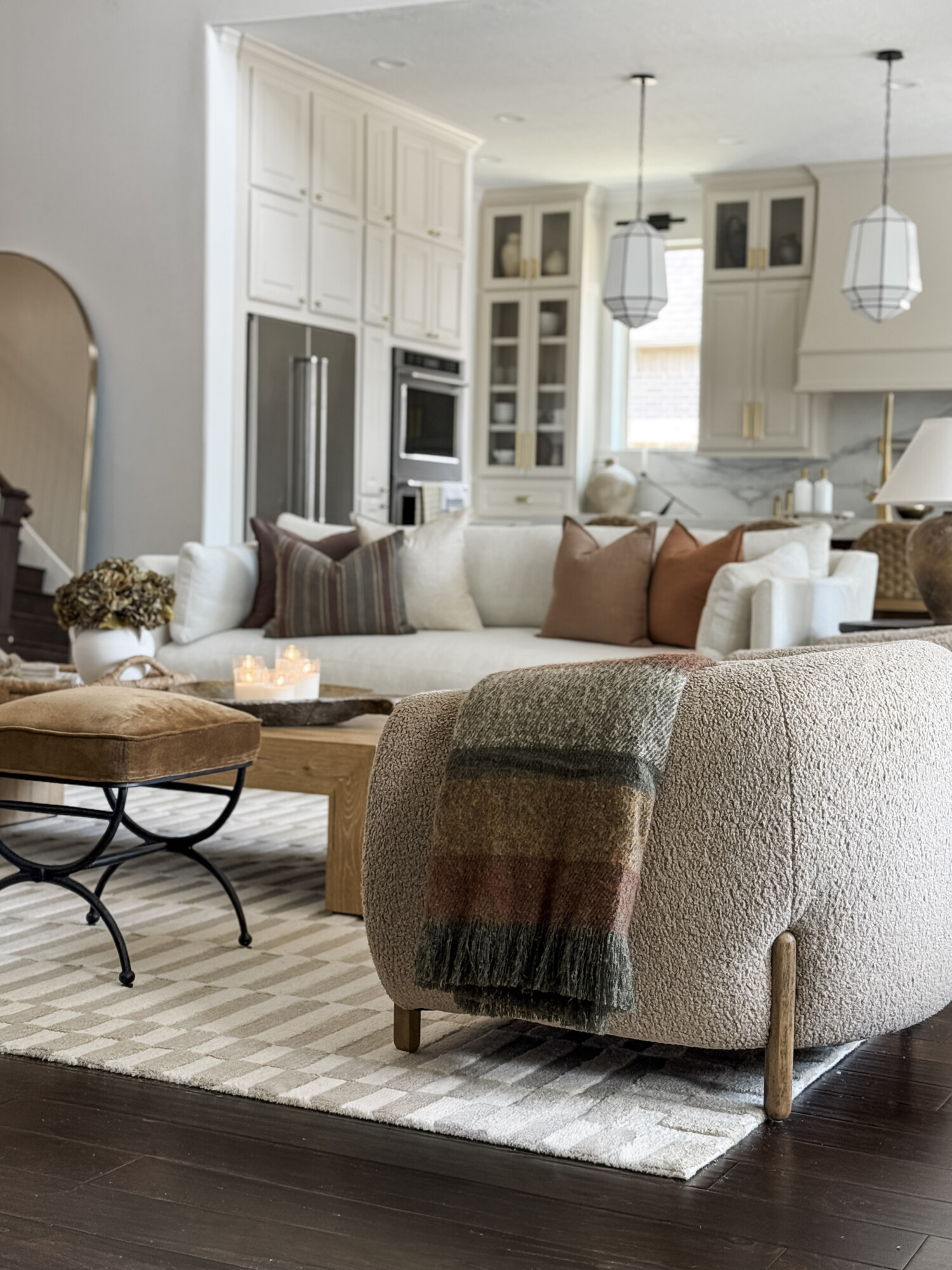 styled living room with fall throw blanekt
