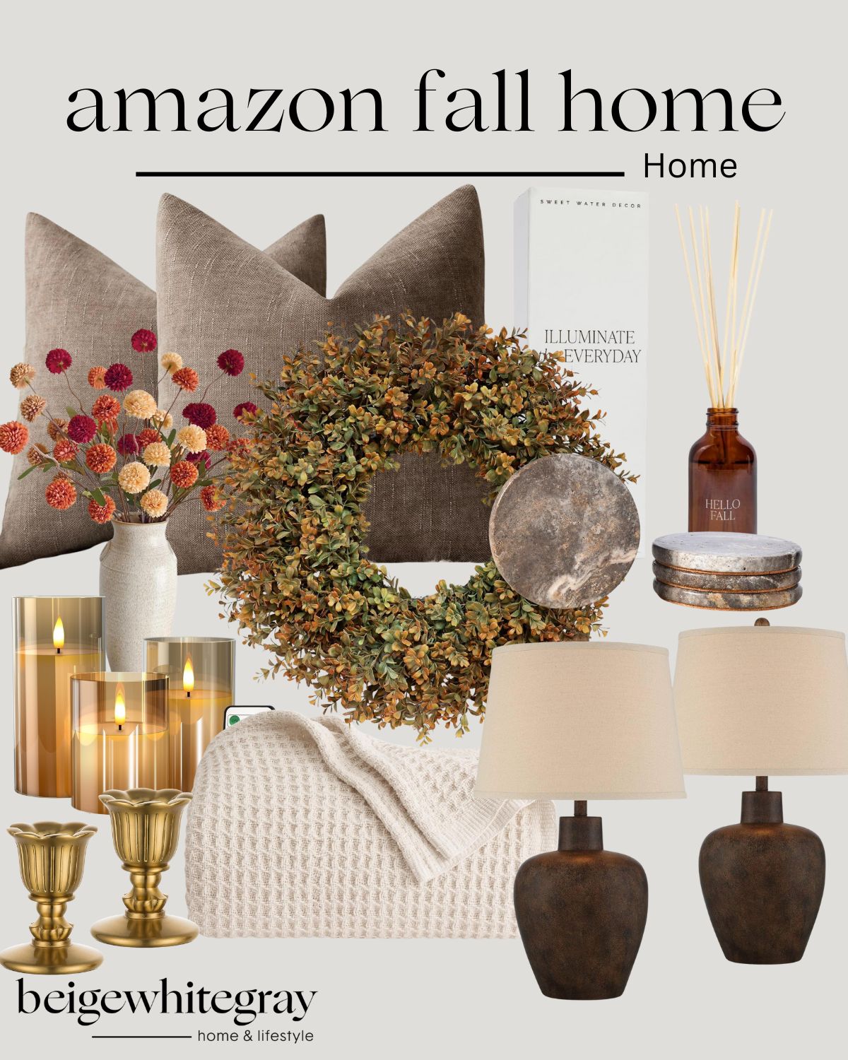 amazon fall home decor collage